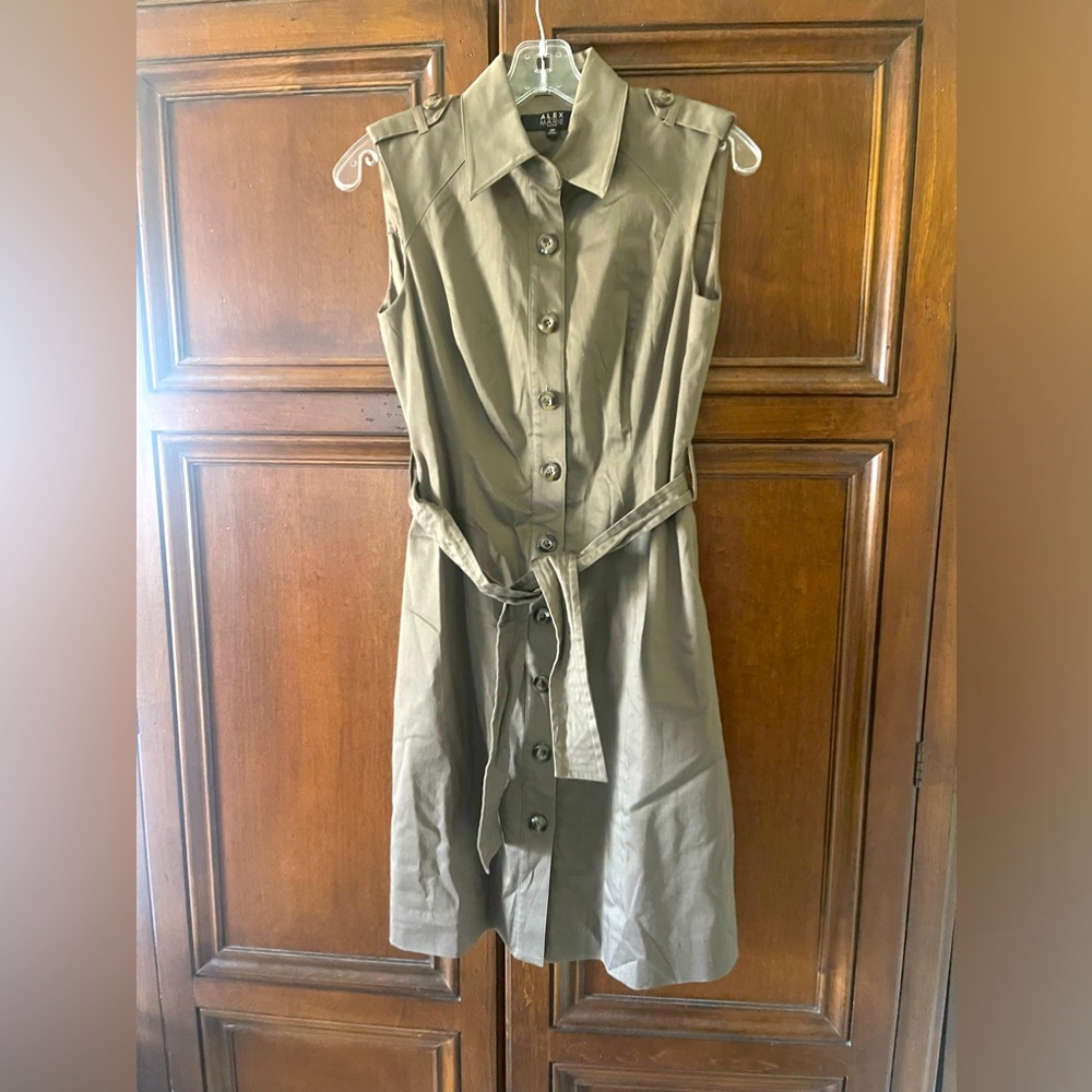 Alex Marie sleeveless-collared button down dress with belt